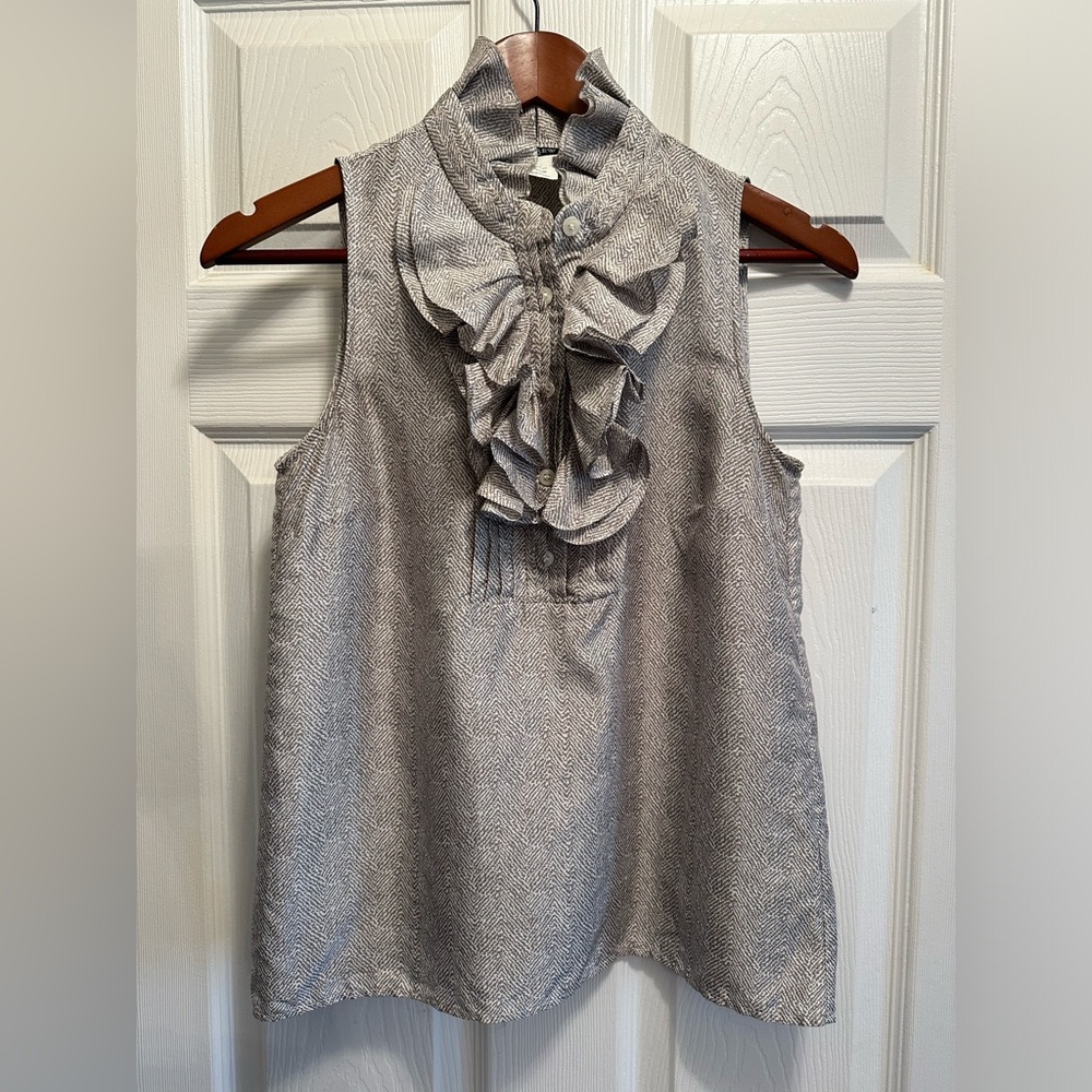 J Crew Ruffled Silk Top